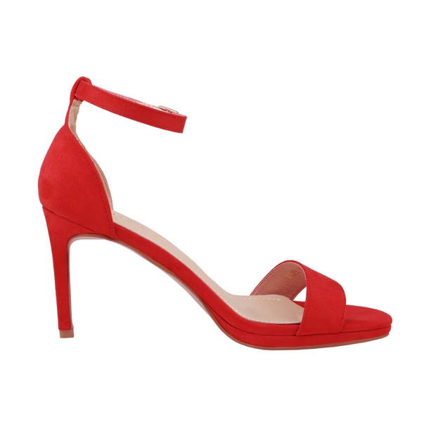 High Heel Pump Sandals - RED SUEDE - 2